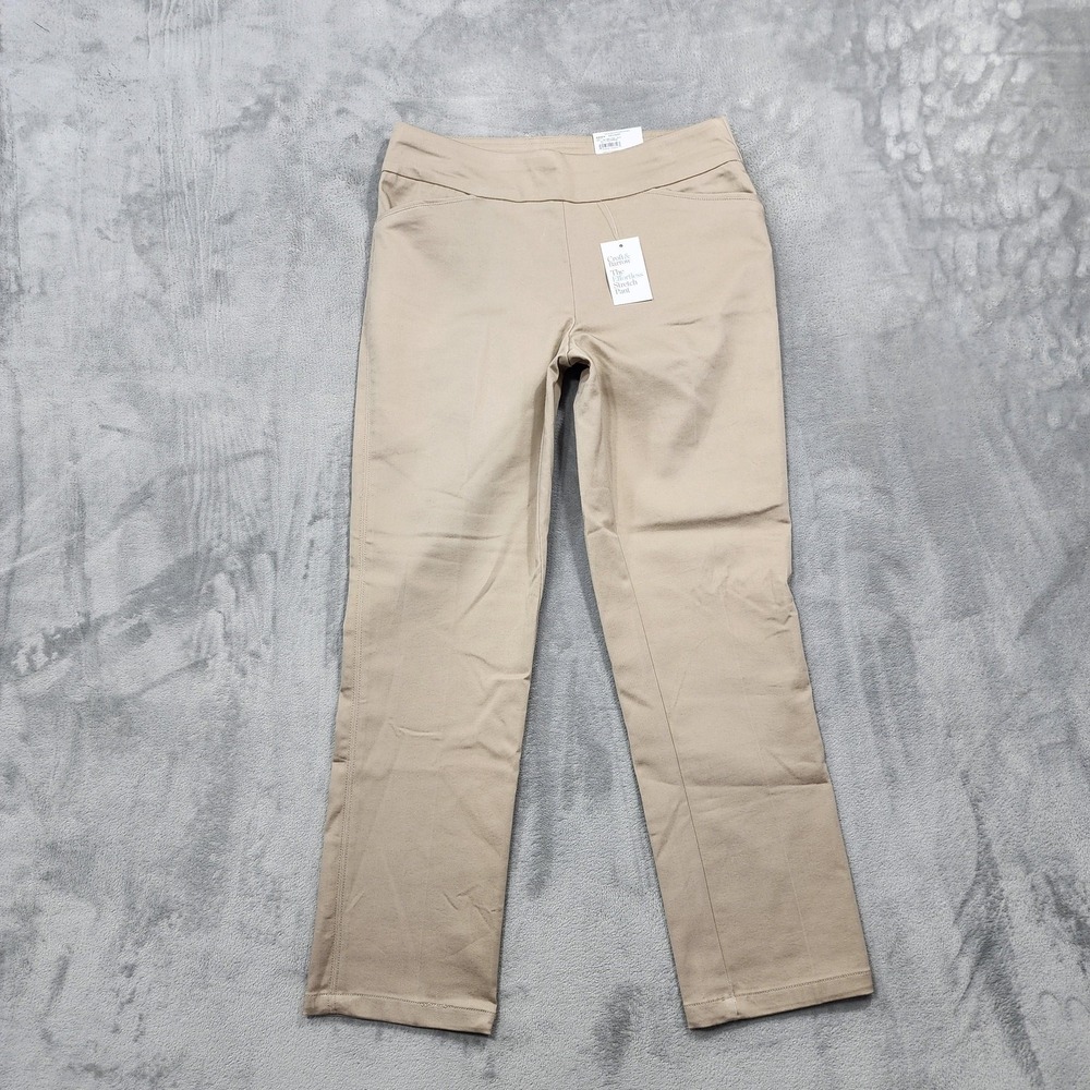 NEW Croft & Barrow Pants Womens 8 SHORT Beige Effortless Stretch Straight Leg